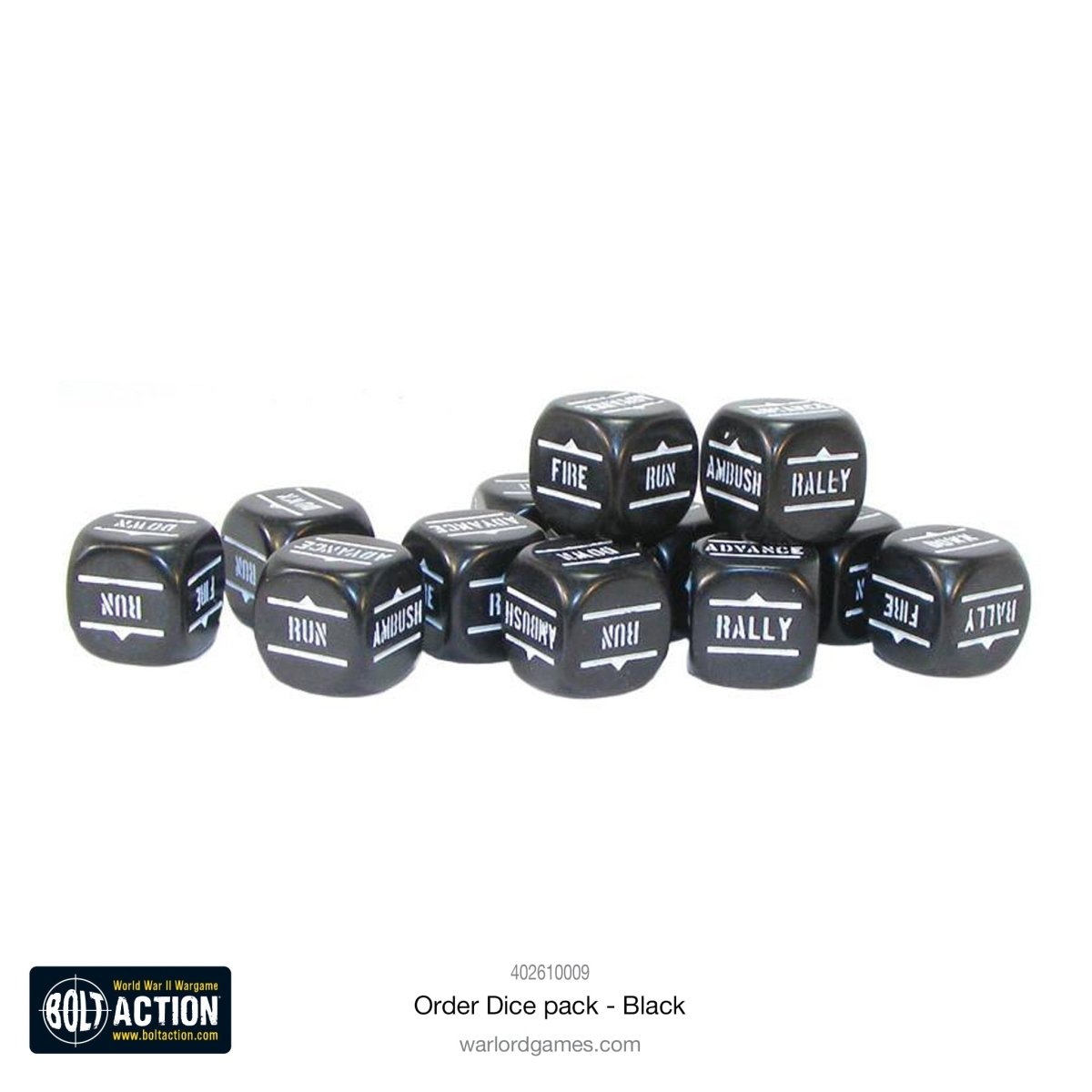 Bolt Action: Orders Dice Pack - Black - Fog of Wargames - 5.06E+12