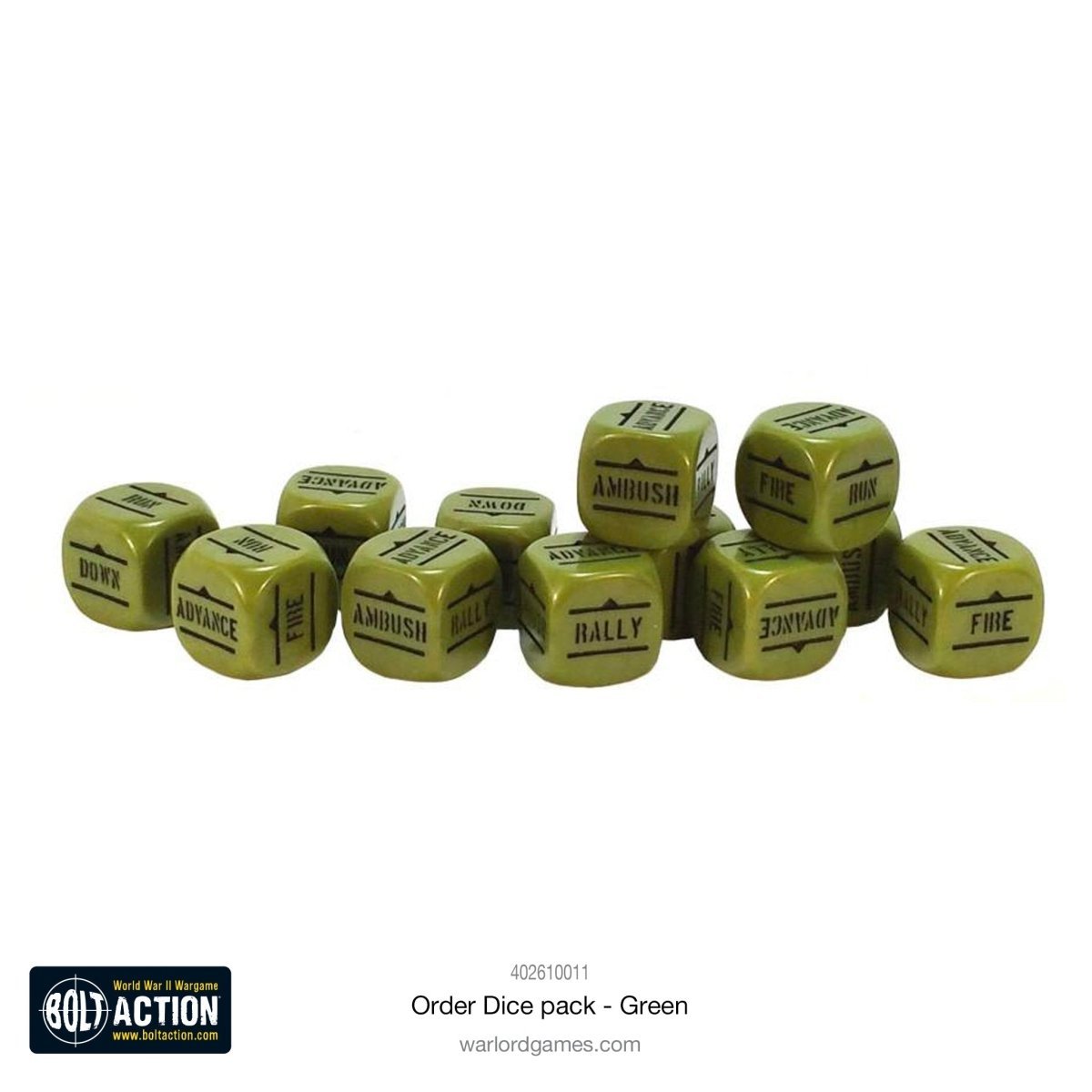 Bolt Action: Orders Dice Pack - Green - Fog of Wargames - 5.06E+12