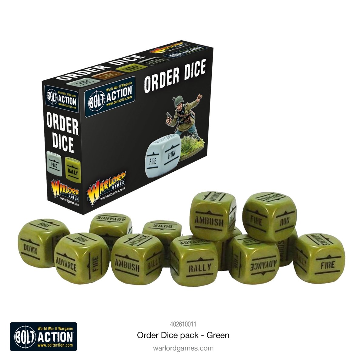 Bolt Action: Orders Dice Pack - Green - Fog of Wargames - 5.06E+12