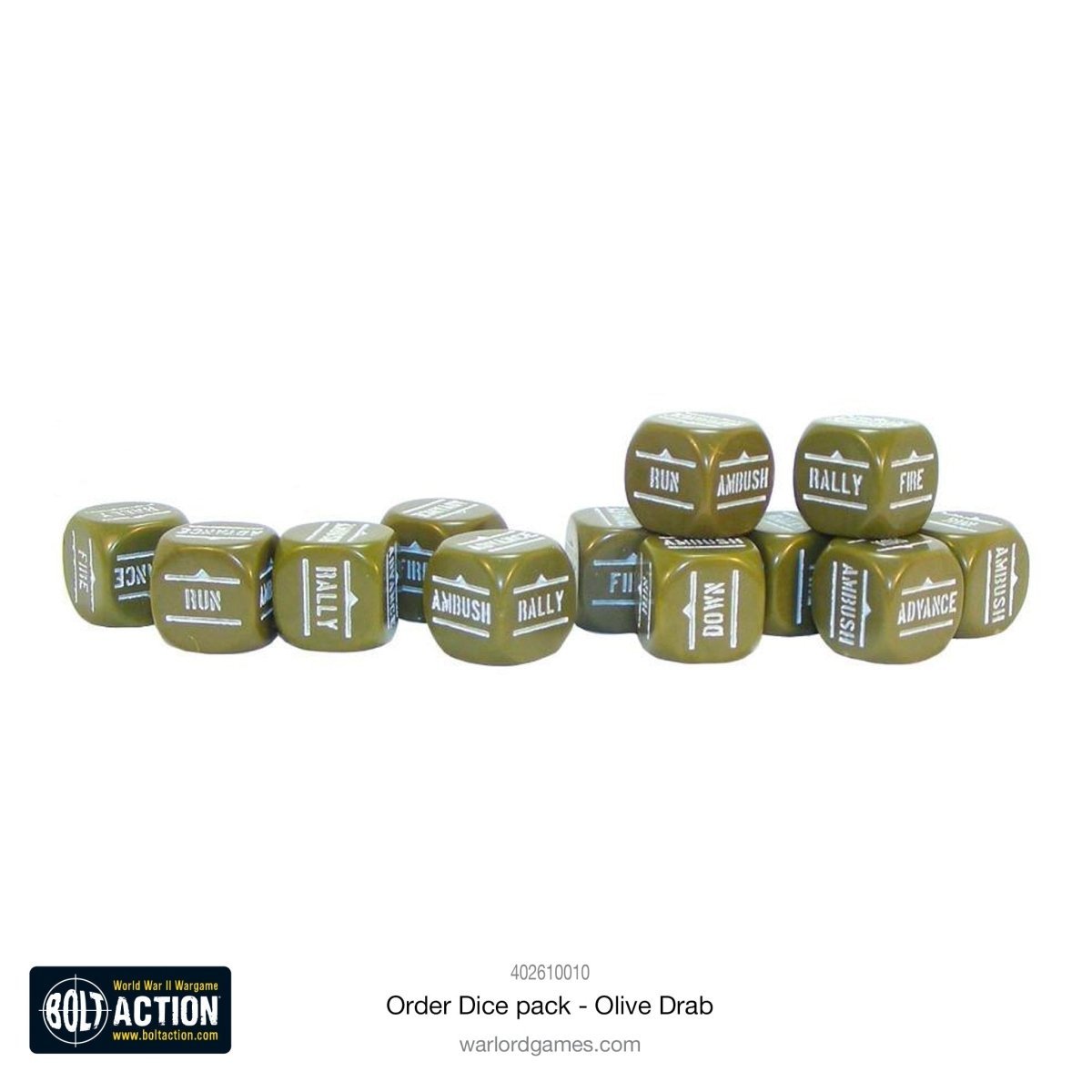 Bolt Action: Orders Dice Pack - Olive Drab - Fog of Wargames - 5.06E+12