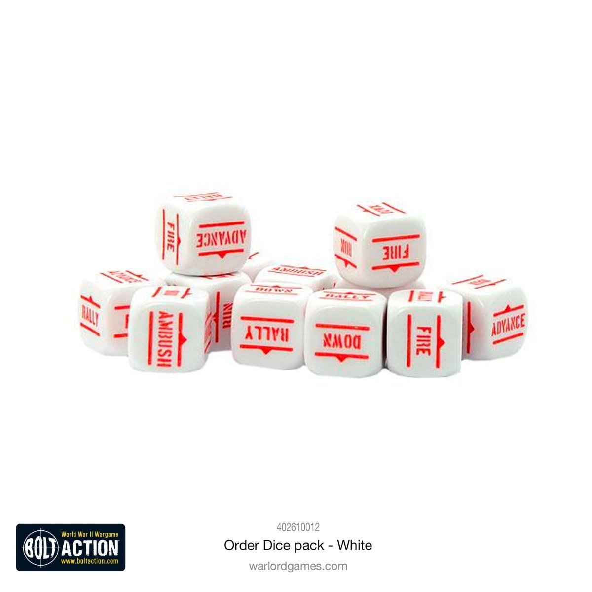 Bolt Action: Orders Dice Pack - White - Fog of Wargames - 5.06E+12