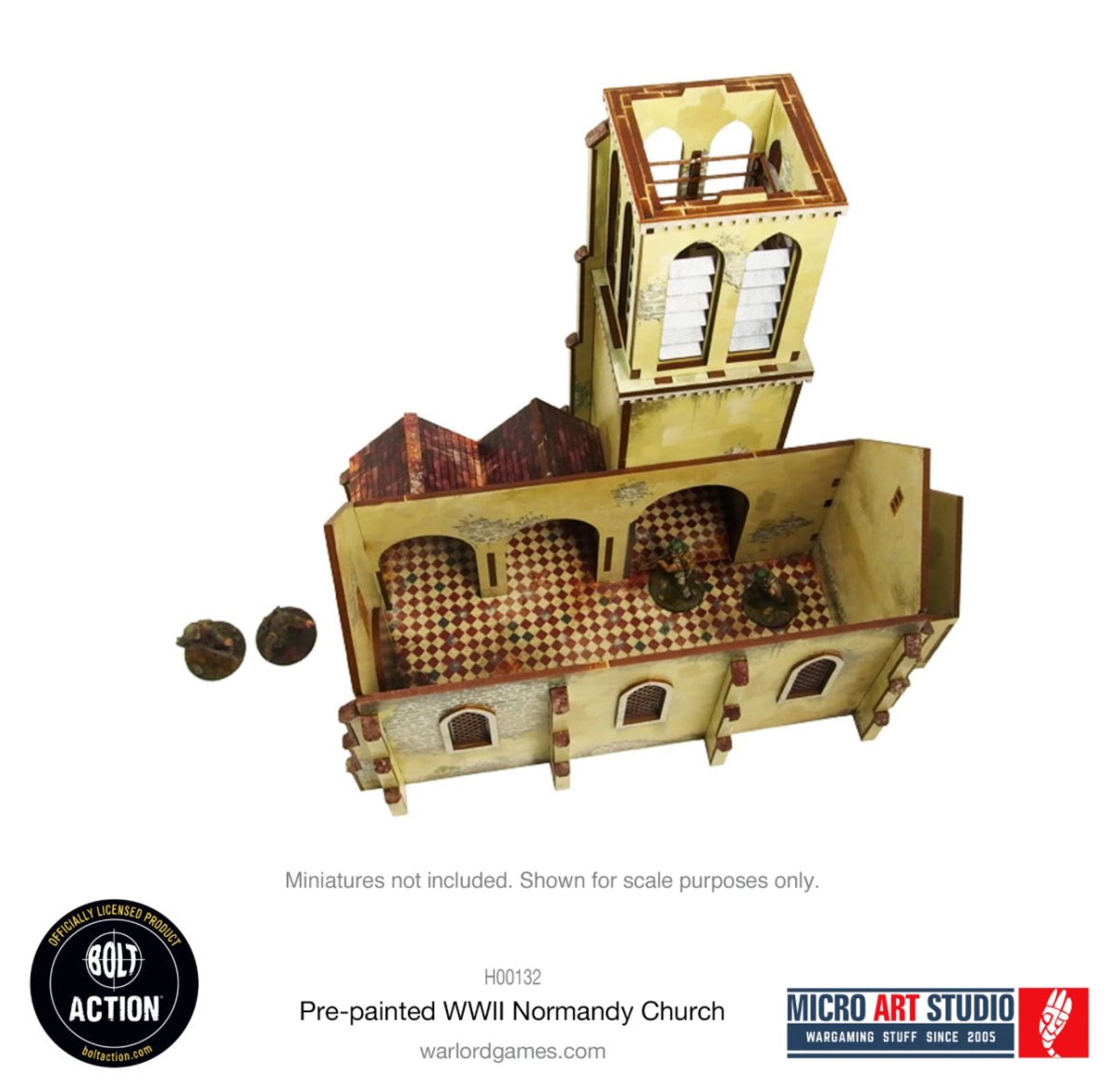 Bolt Action: Pre - painted WW2 Normandy Church - Fog of Wargames -