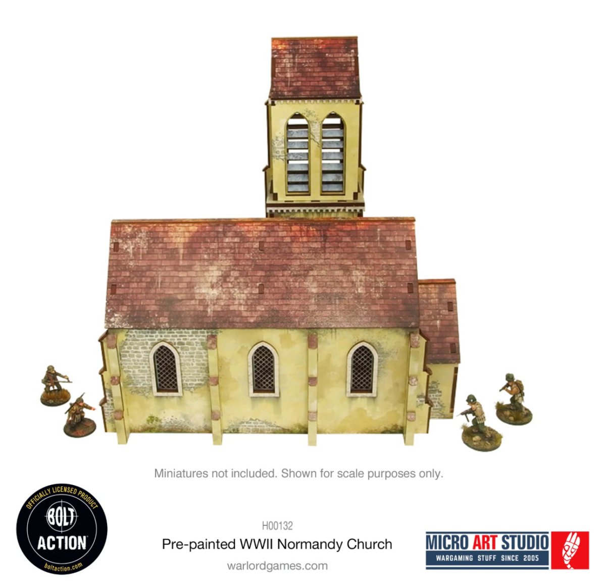 Bolt Action: Pre - painted WW2 Normandy Church - Fog of Wargames -