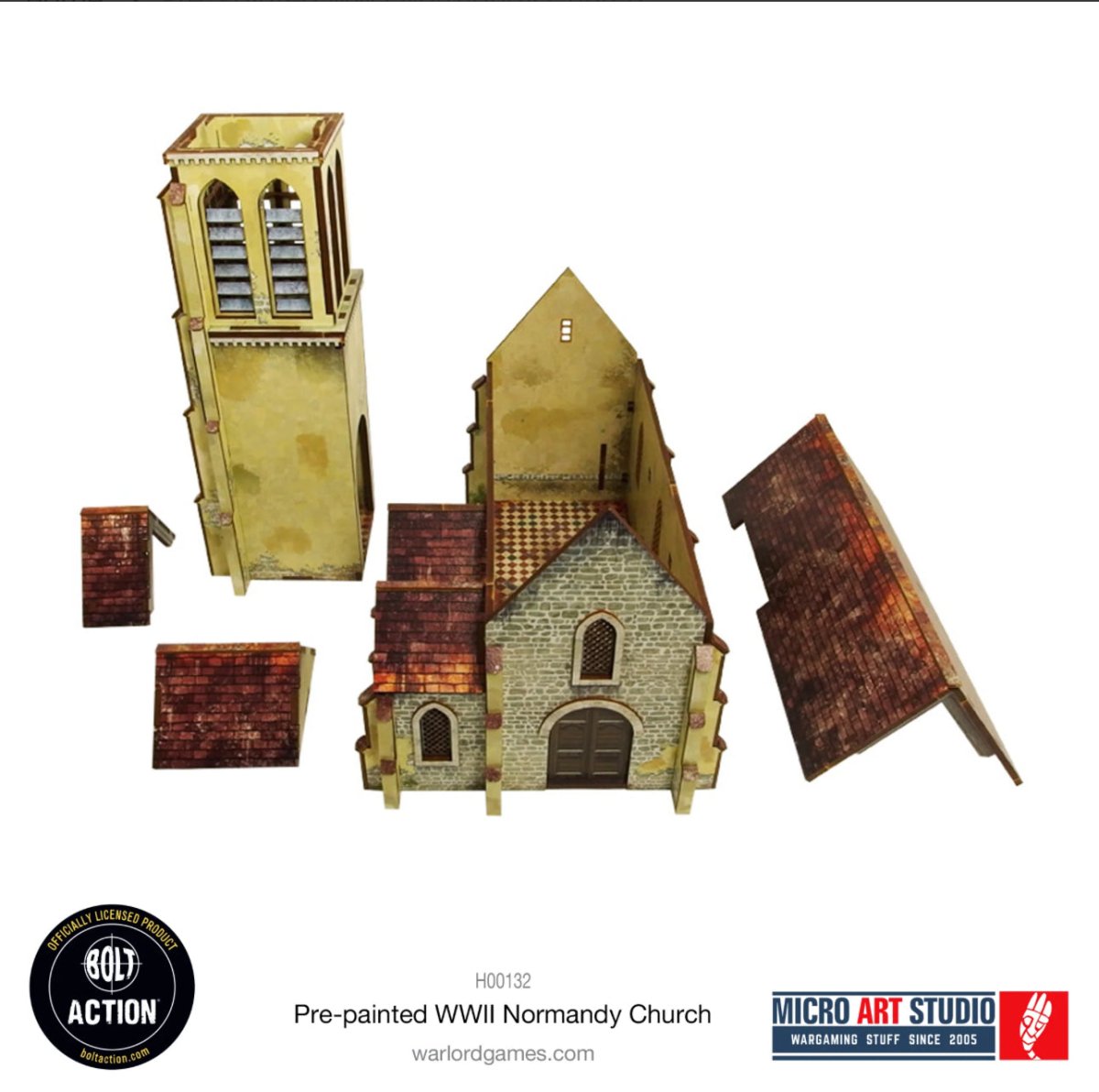 Bolt Action: Pre - painted WW2 Normandy Church - Fog of Wargames -