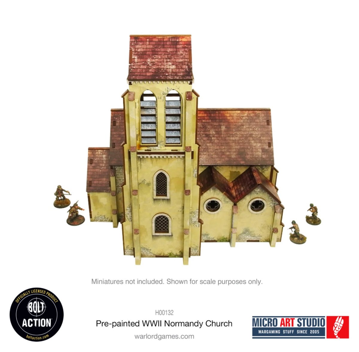 Bolt Action: Pre - painted WW2 Normandy Church - Fog of Wargames -