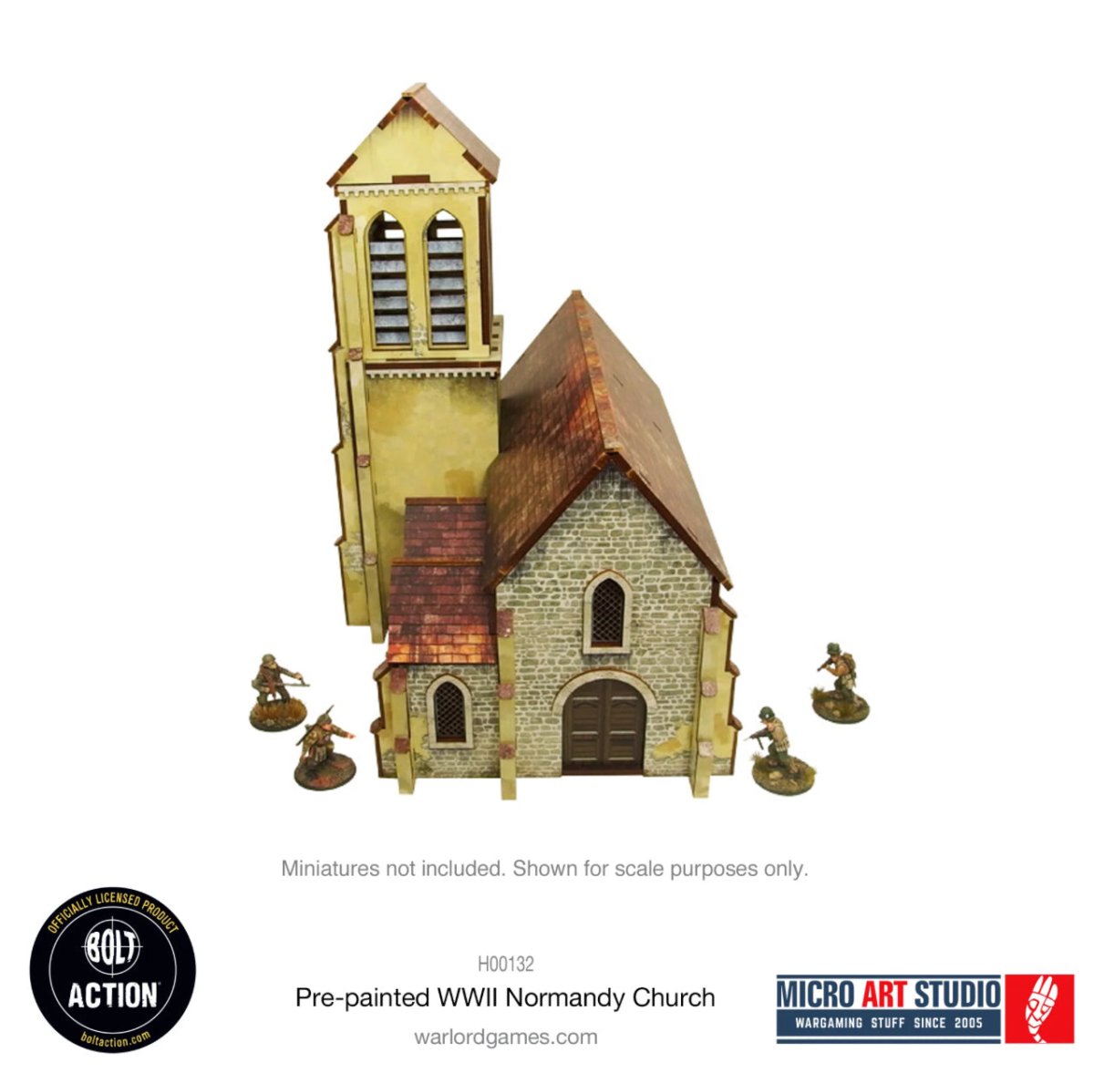 Bolt Action: Pre - painted WW2 Normandy Church - Fog of Wargames -