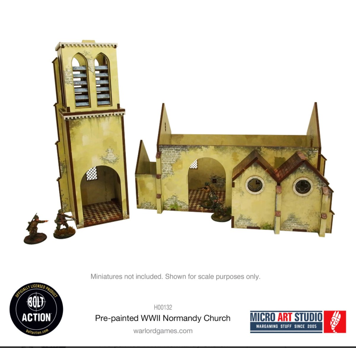 Bolt Action: Pre - painted WW2 Normandy Church - Fog of Wargames -