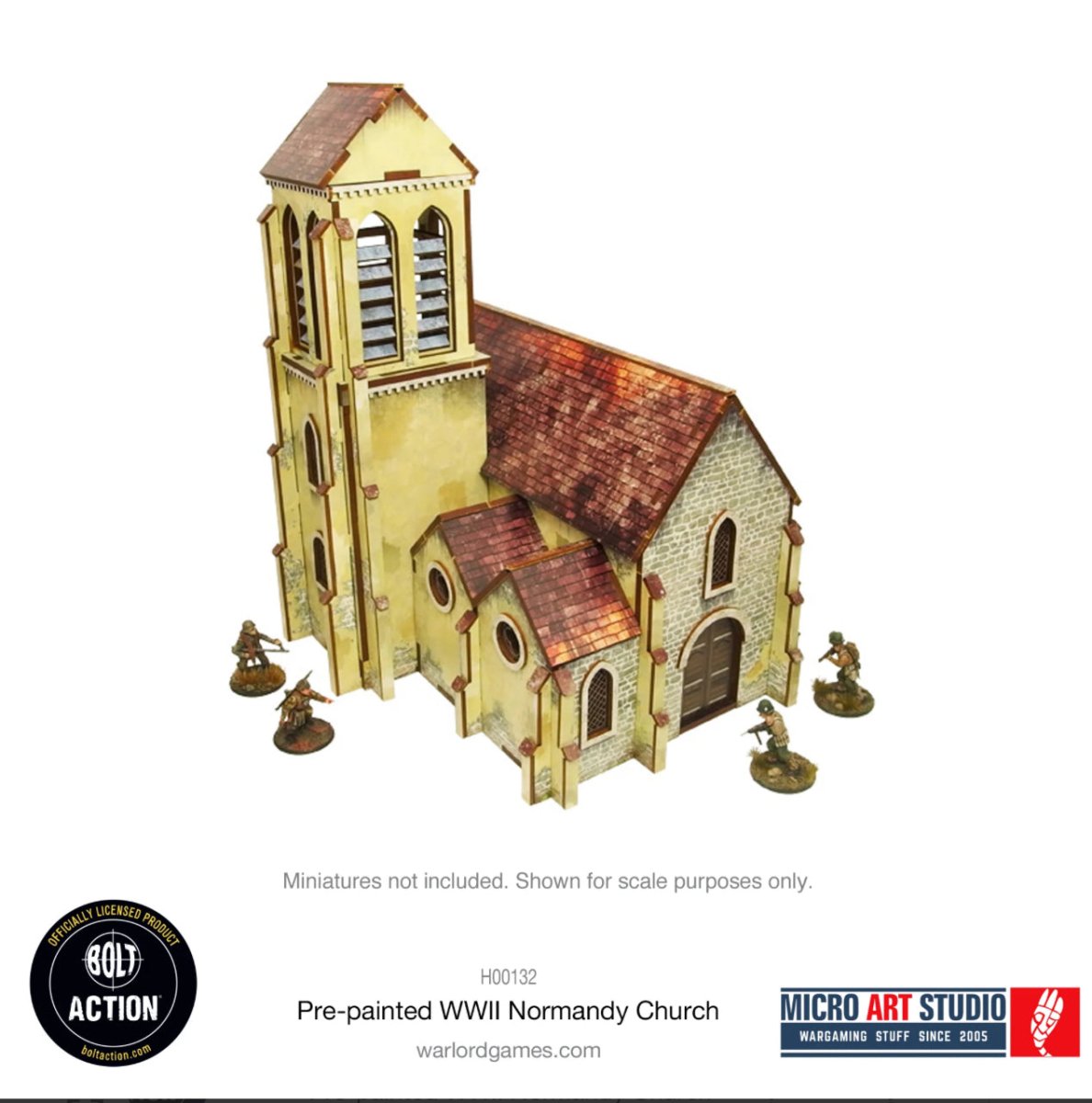 Bolt Action: Pre - painted WW2 Normandy Church - Fog of Wargames -