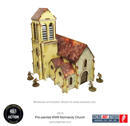 Bolt Action: Pre - painted WW2 Normandy Church - Fog of Wargames -