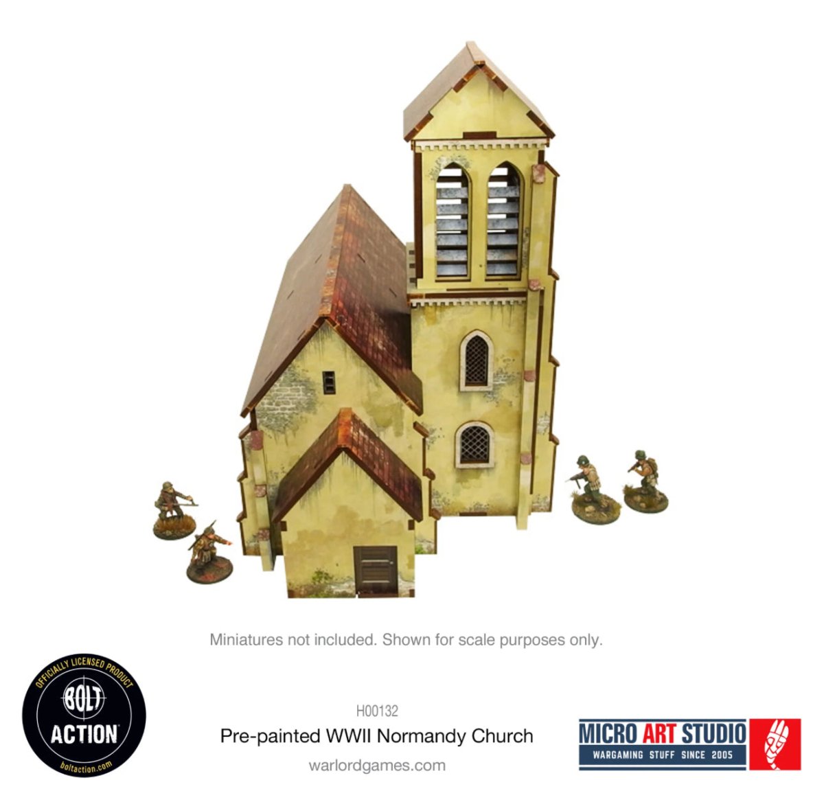 Bolt Action: Pre - painted WW2 Normandy Church - Fog of Wargames -