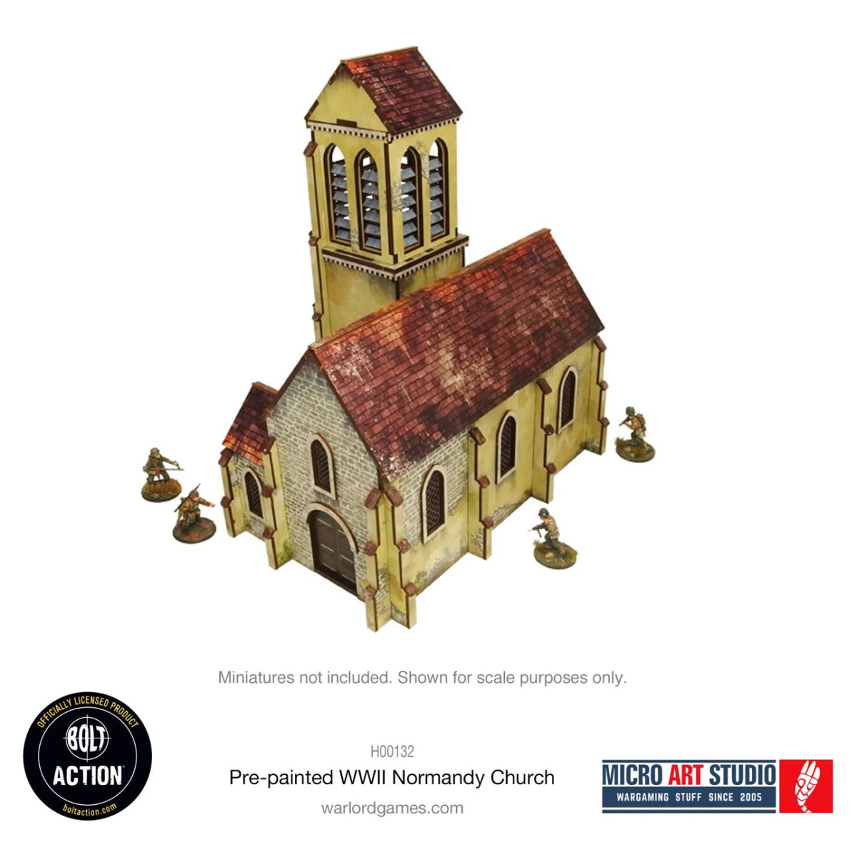 Bolt Action: Pre - painted WW2 Normandy Church - Fog of Wargames -