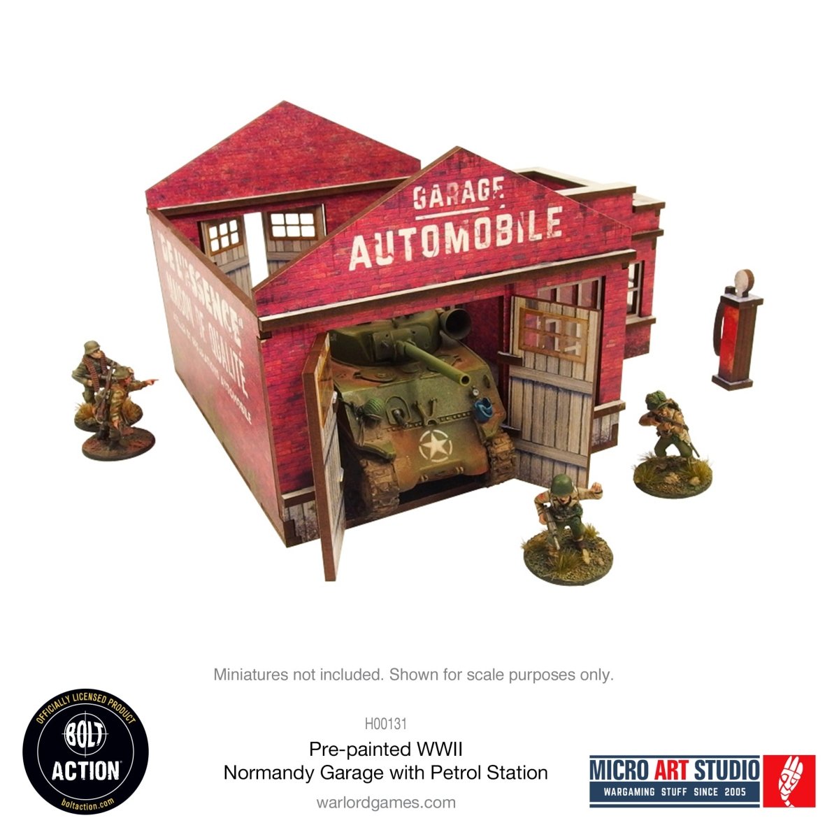 Bolt Action: Pre - painted WW2 Normandy Garage with Petrol Station - Fog of Wargames -