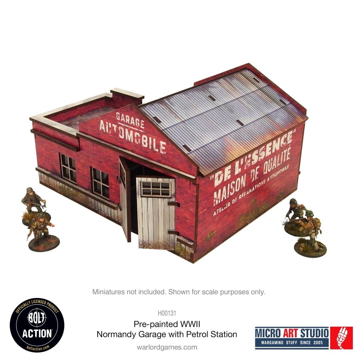Bolt Action: Pre - painted WW2 Normandy Garage with Petrol Station - Fog of Wargames -