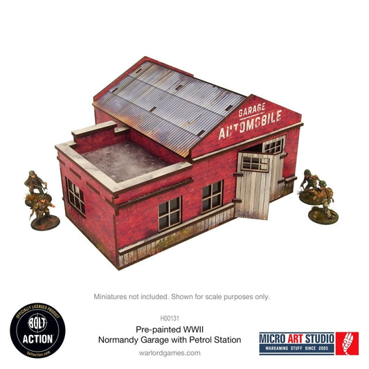Bolt Action: Pre - painted WW2 Normandy Garage with Petrol Station - Fog of Wargames -