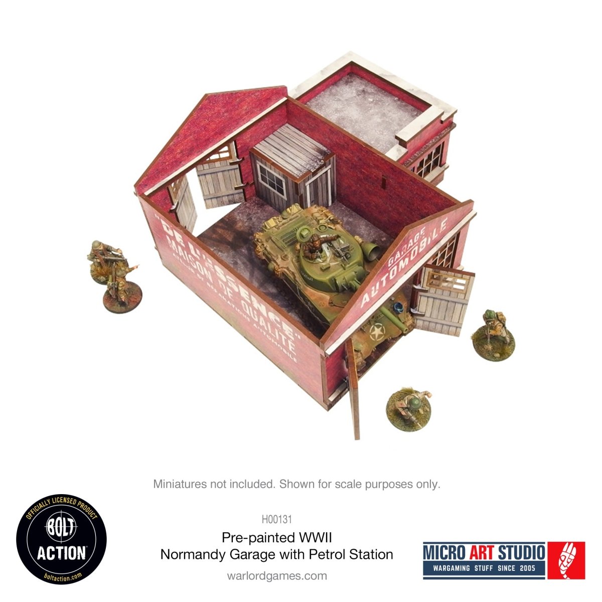 Bolt Action: Pre - painted WW2 Normandy Garage with Petrol Station - Fog of Wargames -
