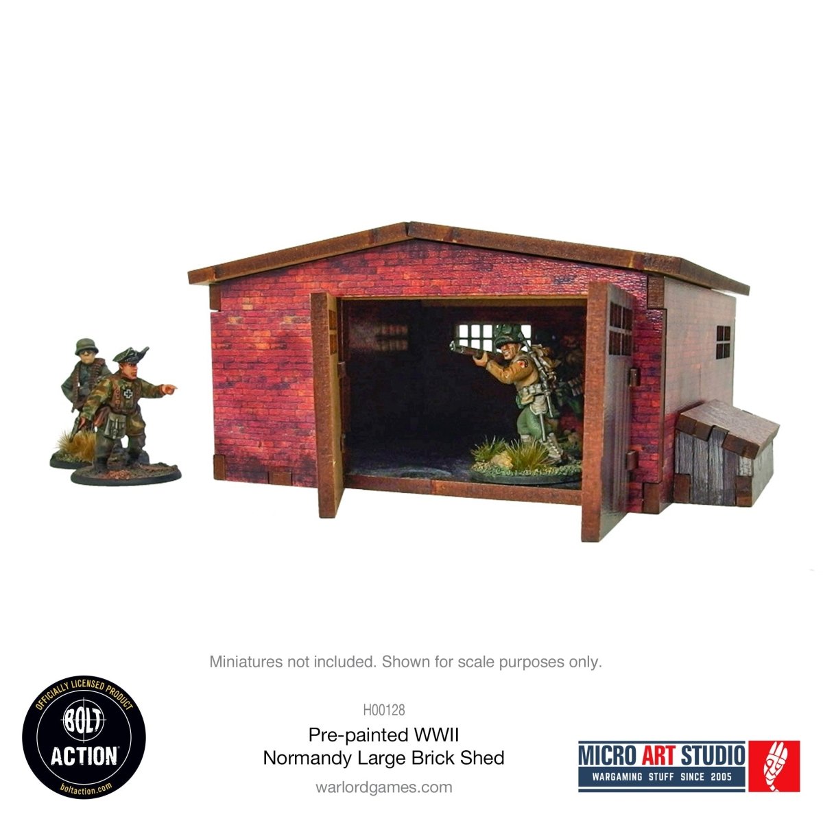 Bolt Action: Pre - painted WW2 Normandy Large Brick Shed - Fog of Wargames -