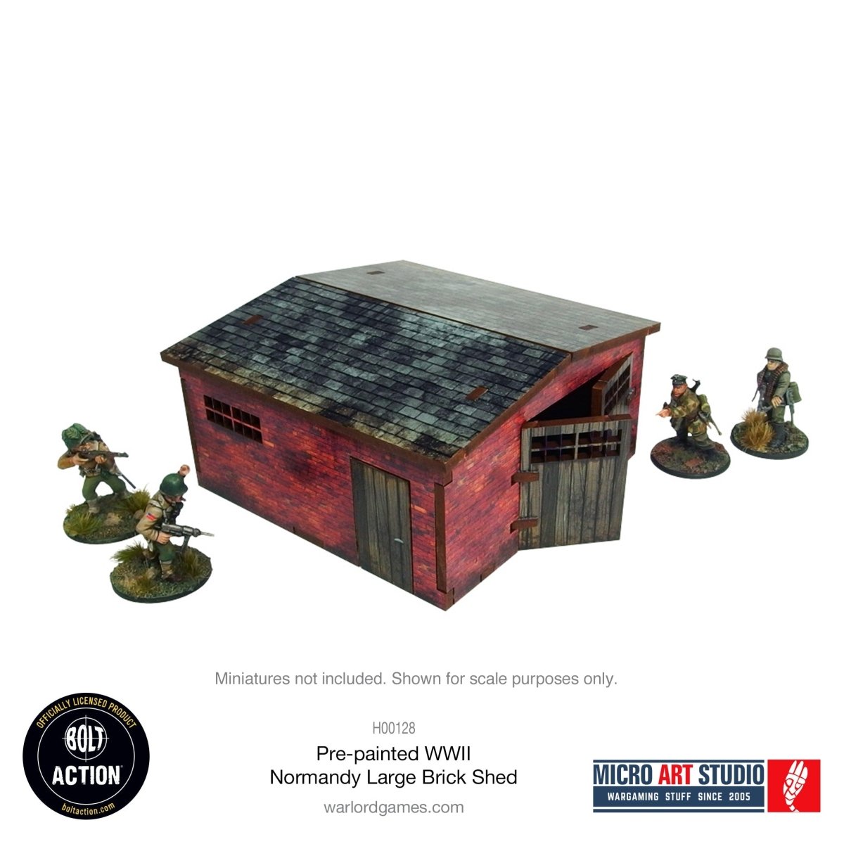 Bolt Action: Pre - painted WW2 Normandy Large Brick Shed - Fog of Wargames -