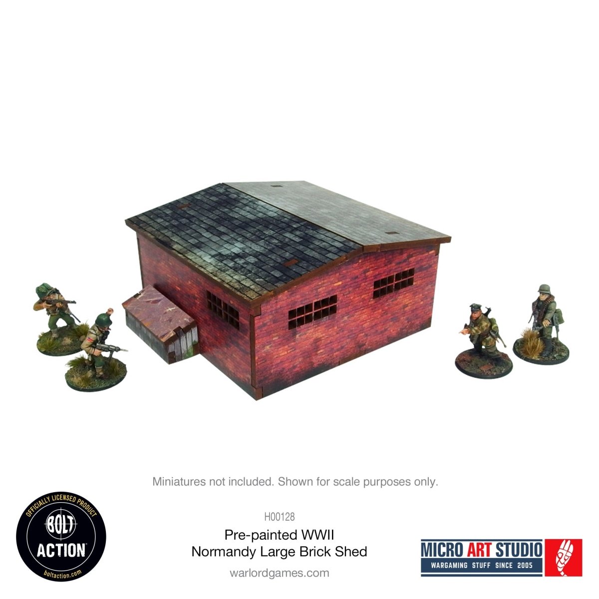 Bolt Action: Pre - painted WW2 Normandy Large Brick Shed - Fog of Wargames -