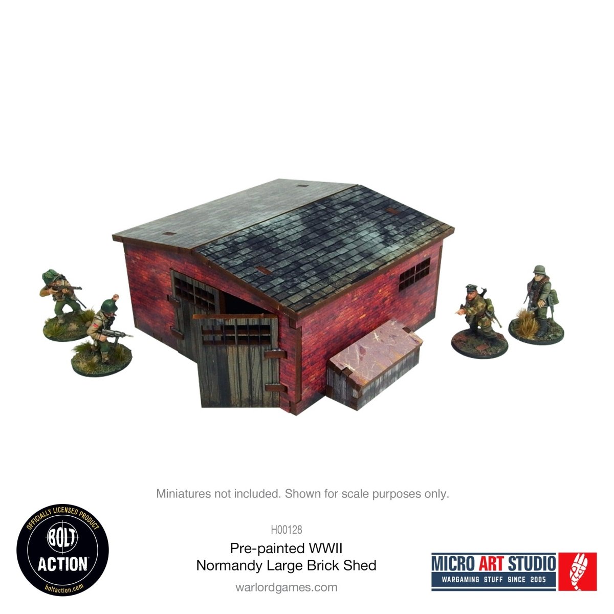 Bolt Action: Pre - painted WW2 Normandy Large Brick Shed - Fog of Wargames -