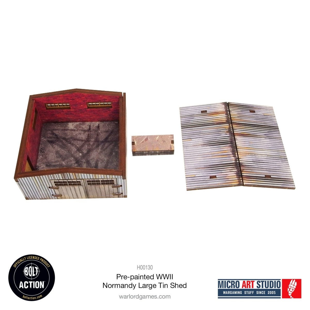 Bolt Action: Pre - painted WW2 Normandy Large Tin Shed - Fog of Wargames -
