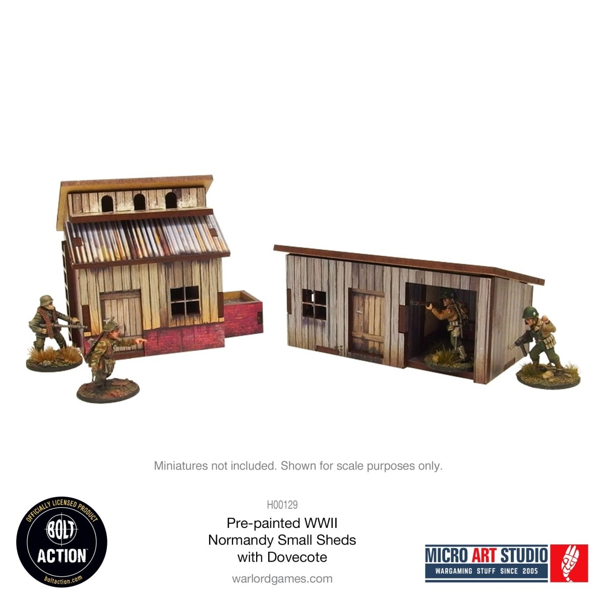 Bolt Action: Pre - painted WW2 Normandy Small Sheds with Dovecote - Fog of Wargames -