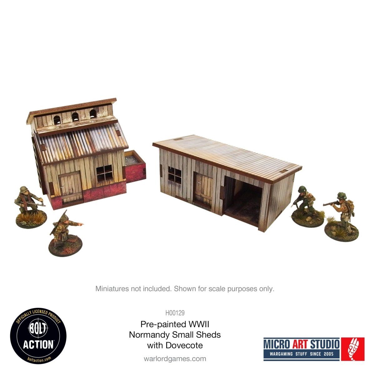 Bolt Action: Pre - painted WW2 Normandy Small Sheds with Dovecote - Fog of Wargames -