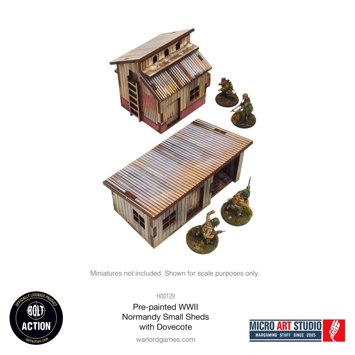 Bolt Action: Pre - painted WW2 Normandy Small Sheds with Dovecote - Fog of Wargames -