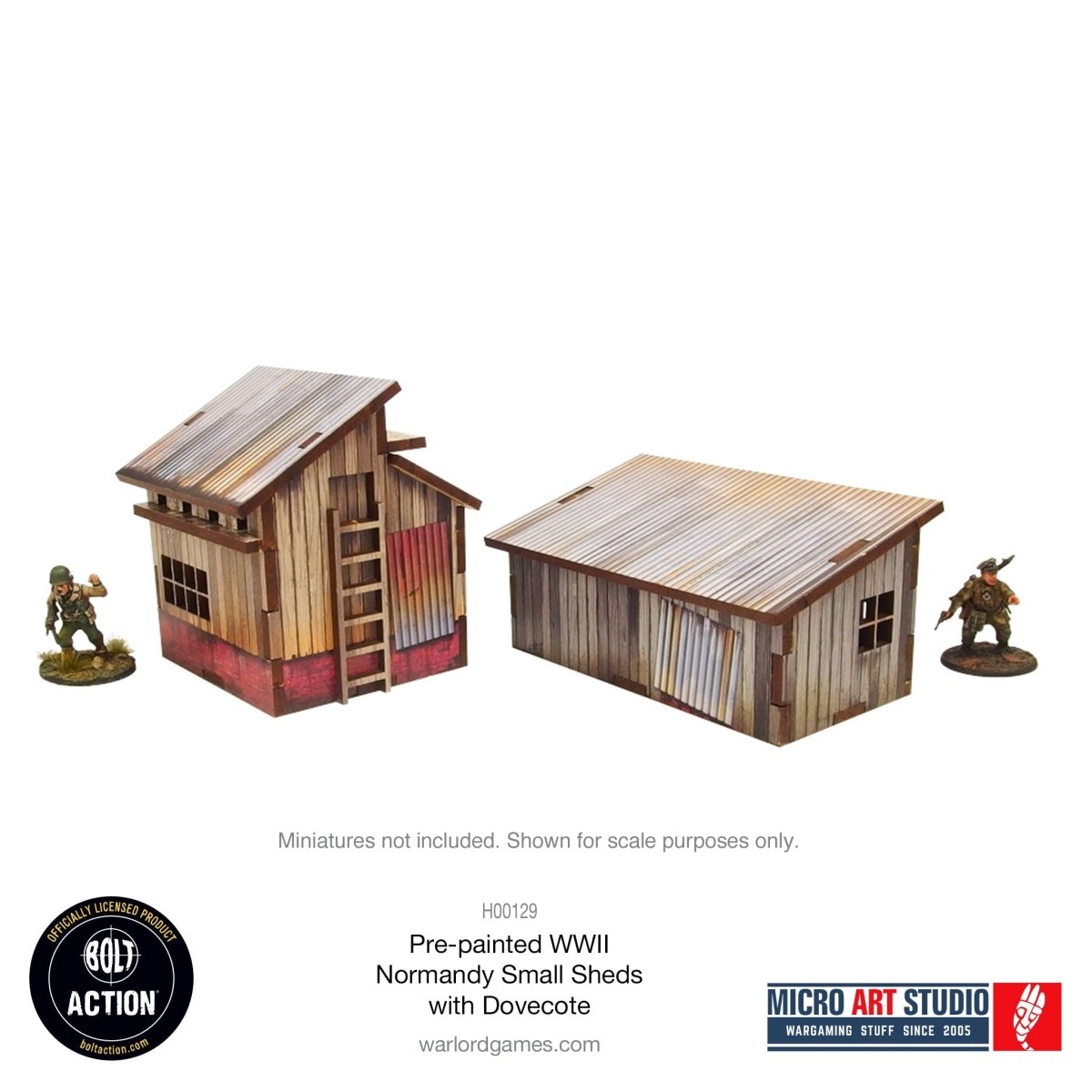 Bolt Action: Pre - painted WW2 Normandy Small Sheds with Dovecote - Fog of Wargames -