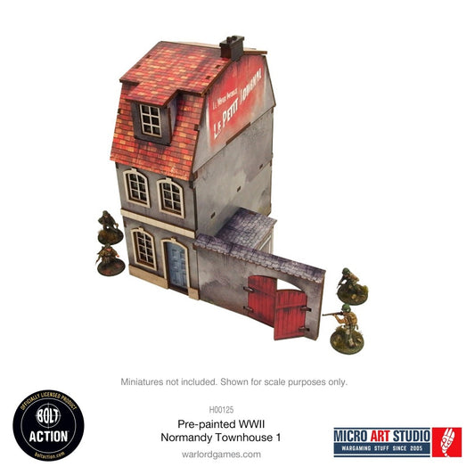 Bolt Action: Pre - painted WW2 Normandy Townhouse 1 - Fog of Wargames -
