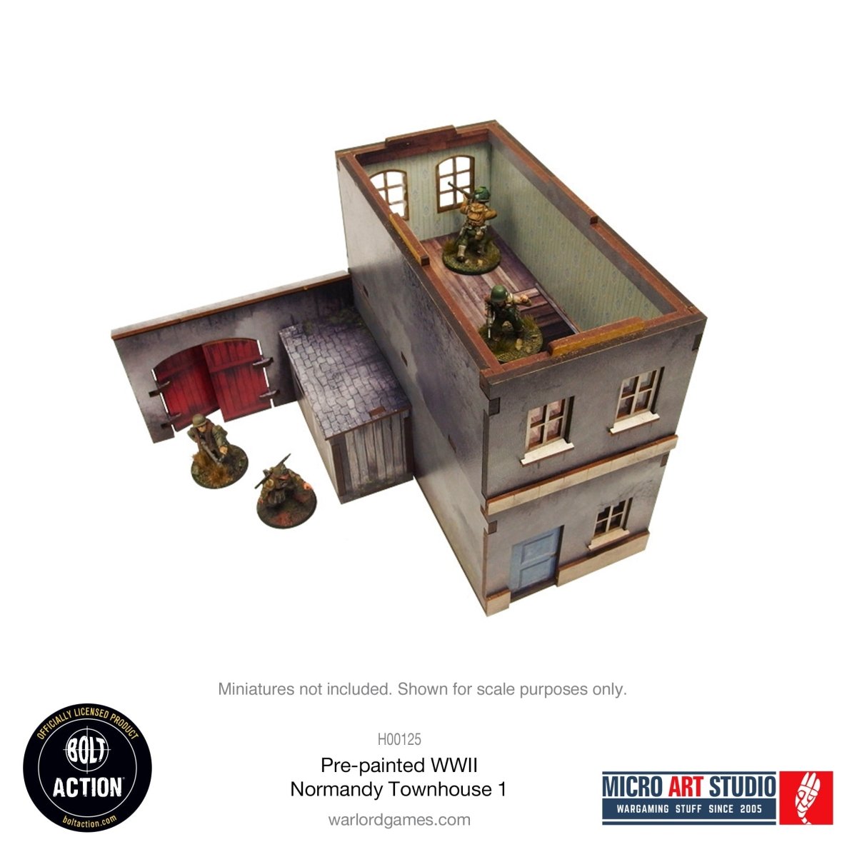 Bolt Action: Pre - painted WW2 Normandy Townhouse 1 - Fog of Wargames -