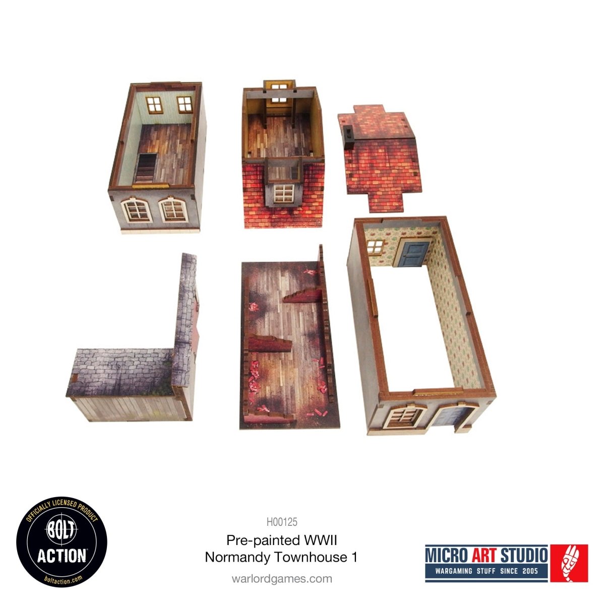 Bolt Action: Pre - painted WW2 Normandy Townhouse 1 - Fog of Wargames -
