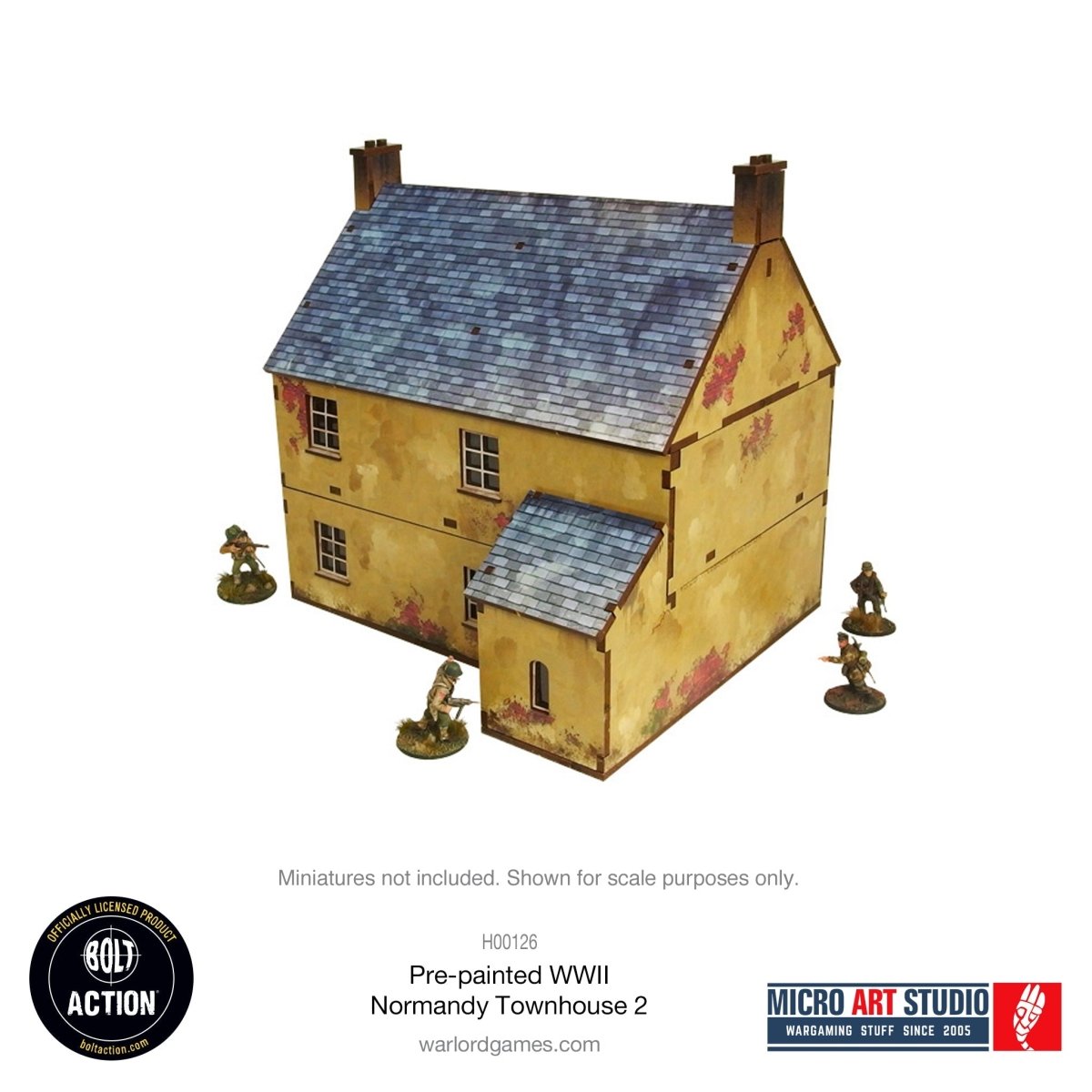 Bolt Action: Pre - painted WW2 Normandy Townhouse 2 - Fog of Wargames -