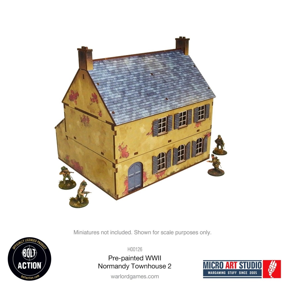 Bolt Action: Pre - painted WW2 Normandy Townhouse 2 - Fog of Wargames -