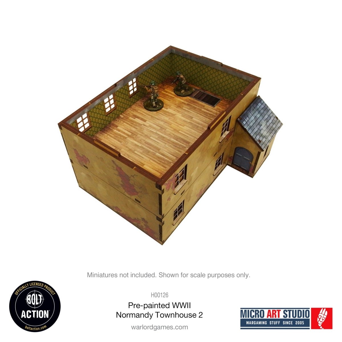 Bolt Action: Pre - painted WW2 Normandy Townhouse 2 - Fog of Wargames -