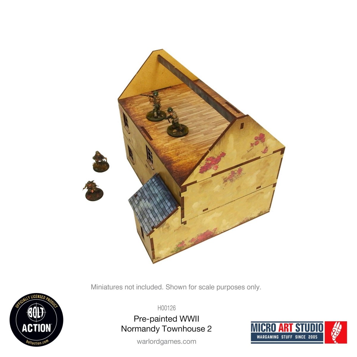 Bolt Action: Pre - painted WW2 Normandy Townhouse 2 - Fog of Wargames -