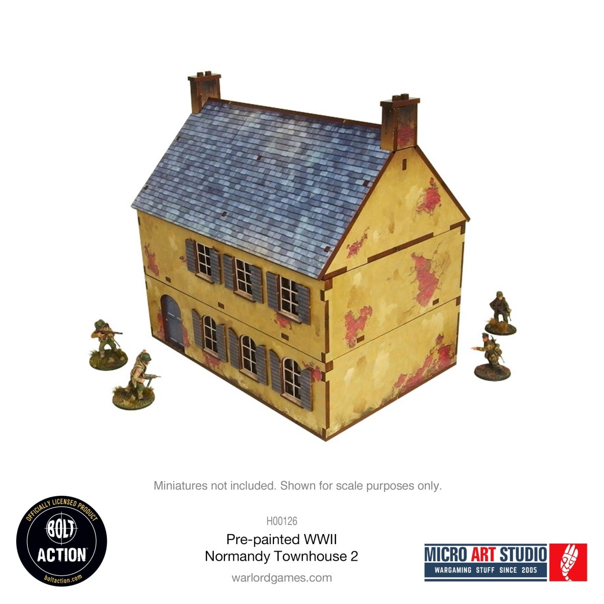 Bolt Action: Pre - painted WW2 Normandy Townhouse 2 - Fog of Wargames -