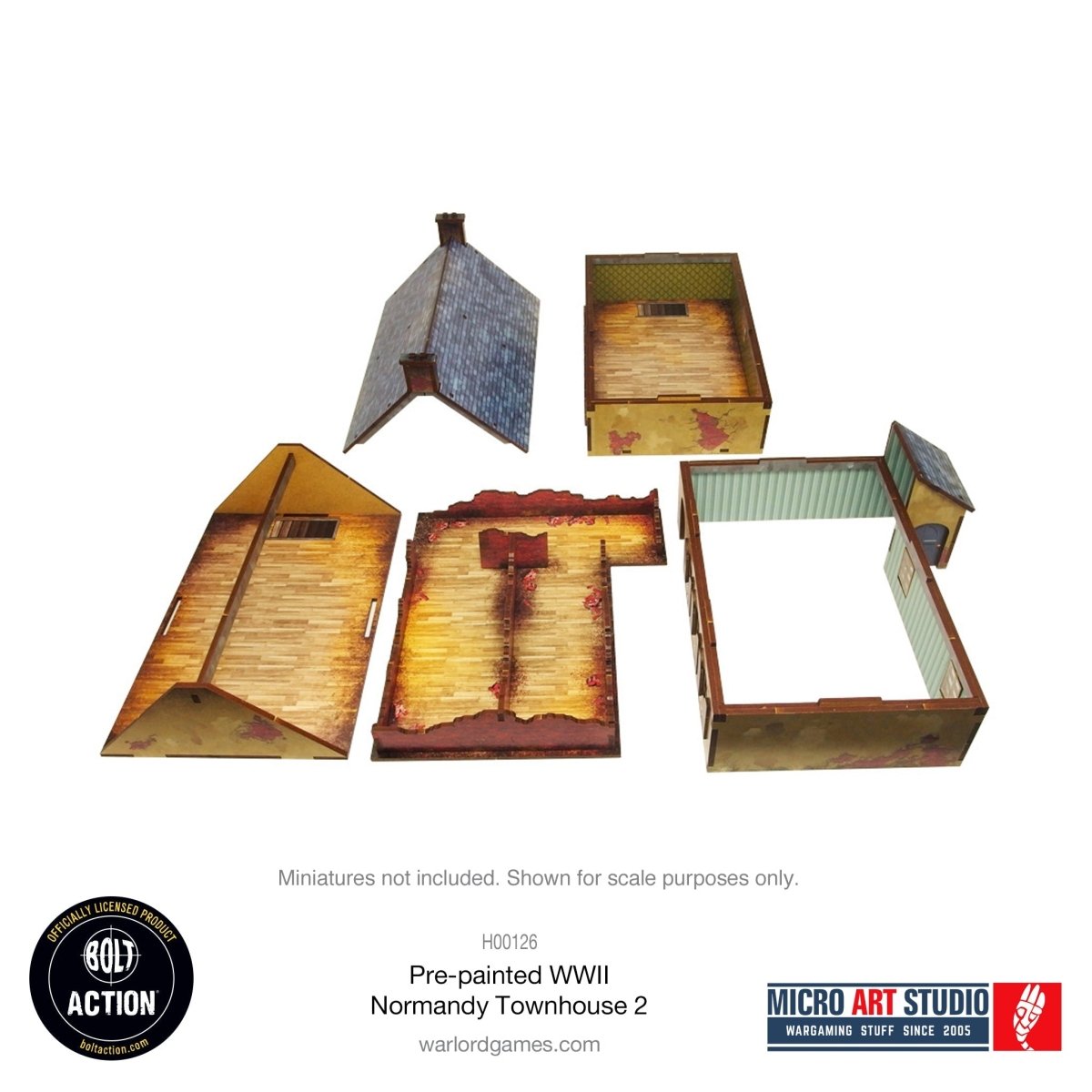 Bolt Action: Pre - painted WW2 Normandy Townhouse 2 - Fog of Wargames -