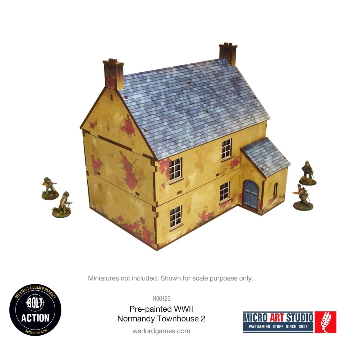 Bolt Action: Pre - painted WW2 Normandy Townhouse 2 - Fog of Wargames -