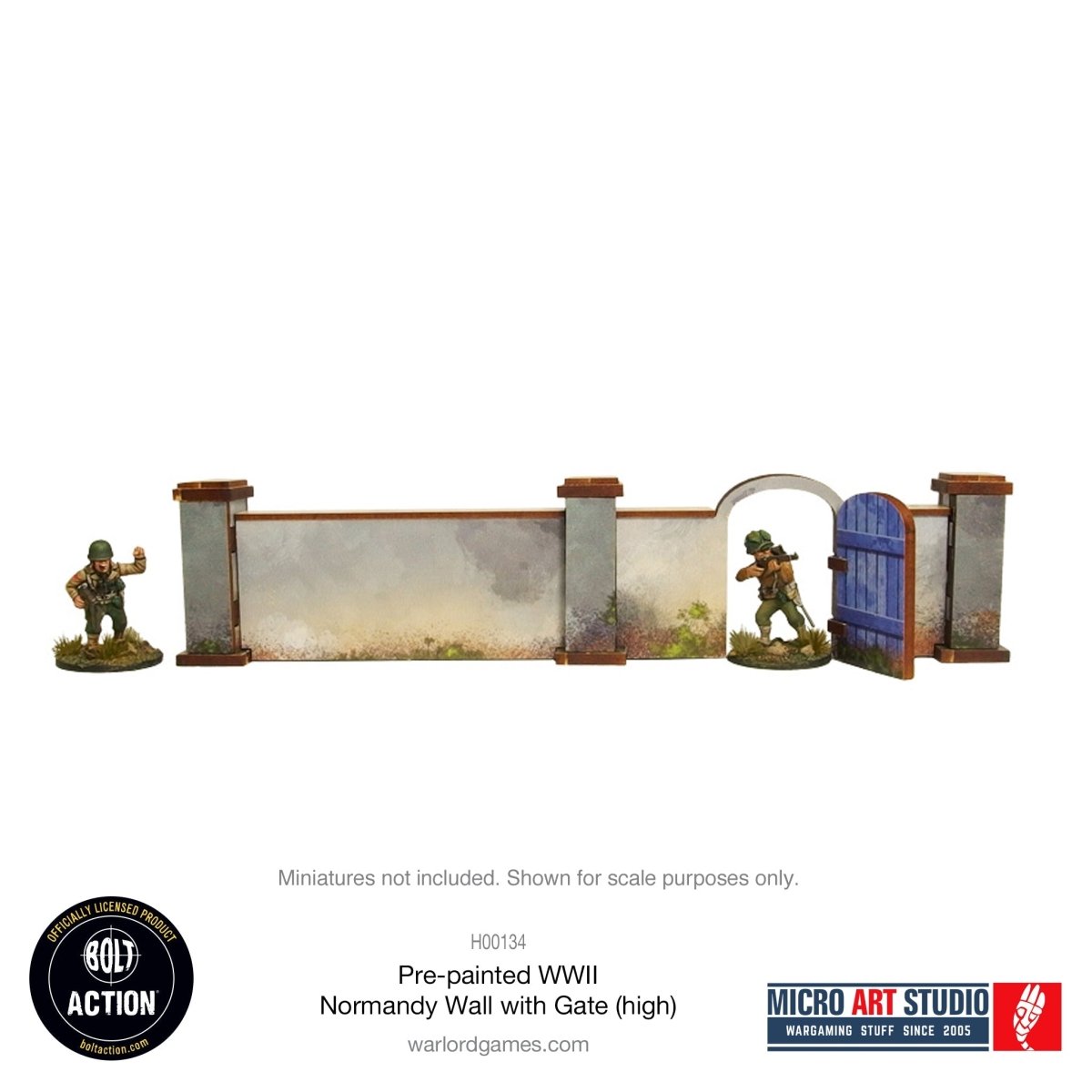 Bolt Action: Pre - painted WW2 Normandy Walls with Gate (high) - Fog of Wargames -