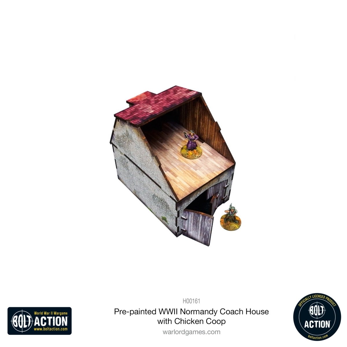 Bolt Action: Pre - painted WWII Normandy Coach House with Chicken Coop - Fog of Wargames -