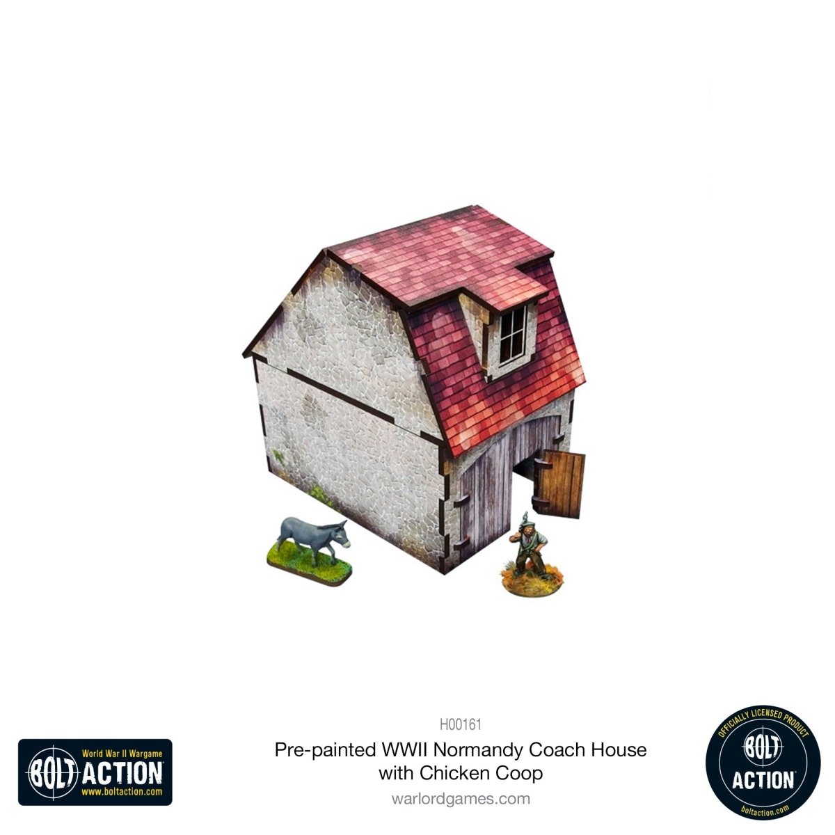Bolt Action: Pre - painted WWII Normandy Coach House with Chicken Coop - Fog of Wargames -
