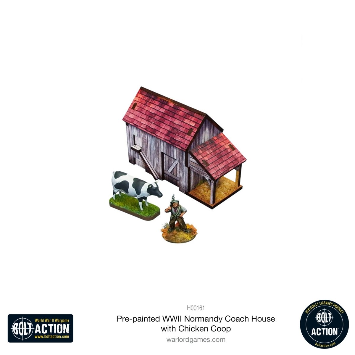 Bolt Action: Pre - painted WWII Normandy Coach House with Chicken Coop - Fog of Wargames -