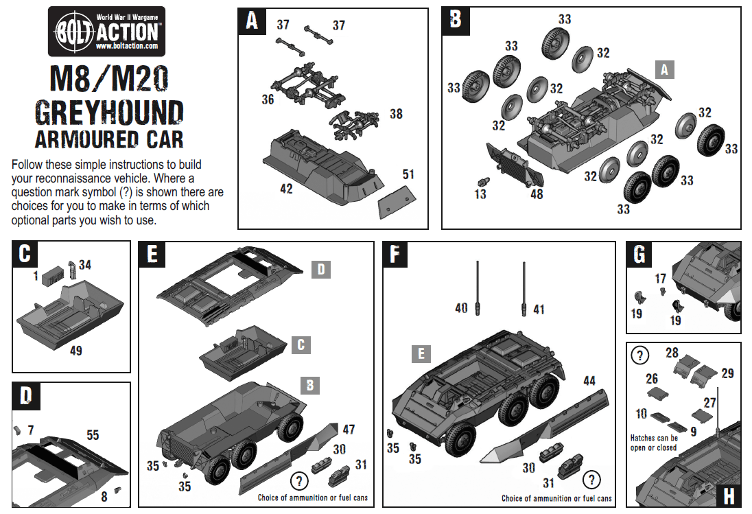 M8/M20 Greyhound Scout Car (Plastic Box) - Fog of Wargames - 5.06E+12