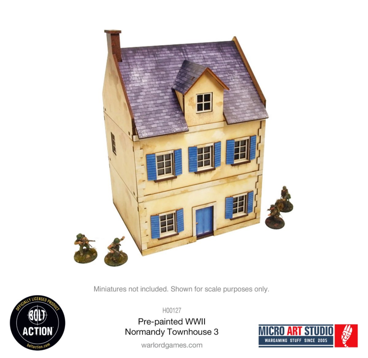Pre - Painted WW2 Normandy Townhouse 3 - Fog of Wargames -