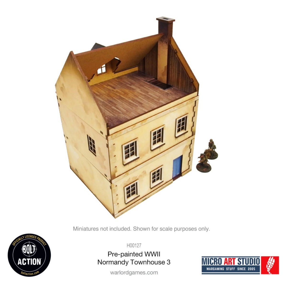 Pre - Painted WW2 Normandy Townhouse 3 - Fog of Wargames -