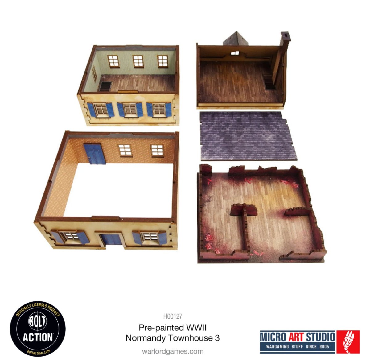 Pre - Painted WW2 Normandy Townhouse 3 - Fog of Wargames -