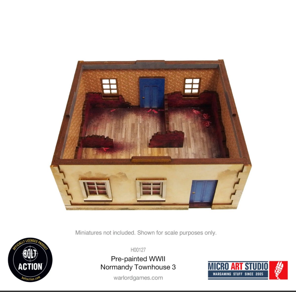 Pre - Painted WW2 Normandy Townhouse 3 - Fog of Wargames -