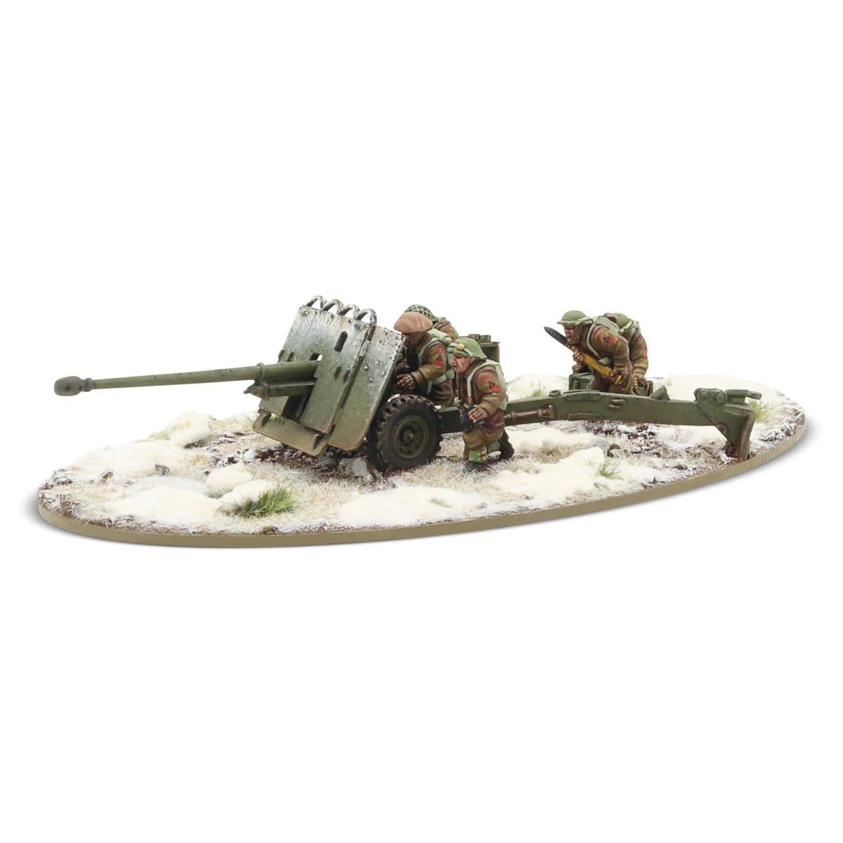 17 pdr anti - tank gun with British infantry (winter) crew - Fog of Wargames - 