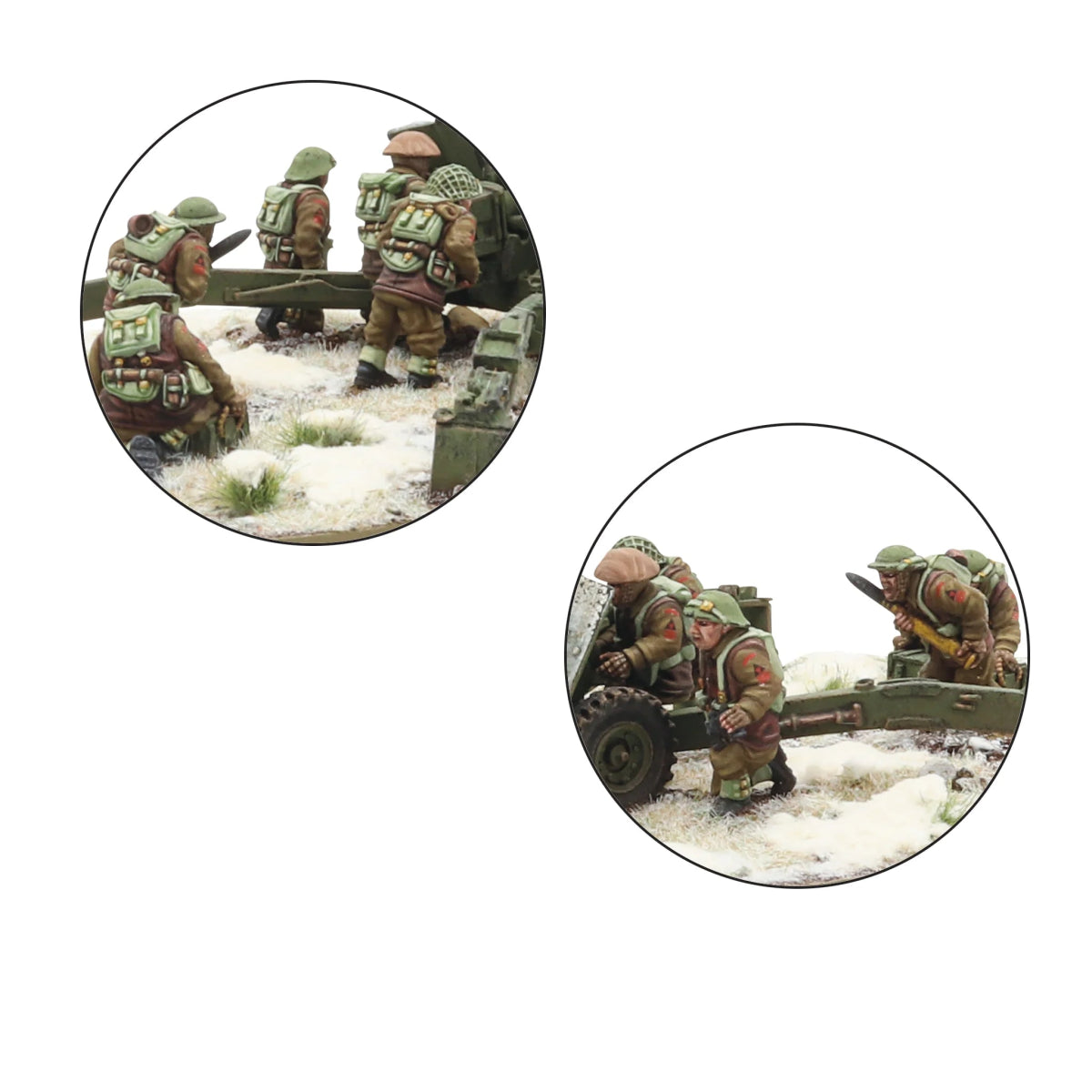 17 pdr anti - tank gun with British infantry (winter) crew - Fog of Wargames - 