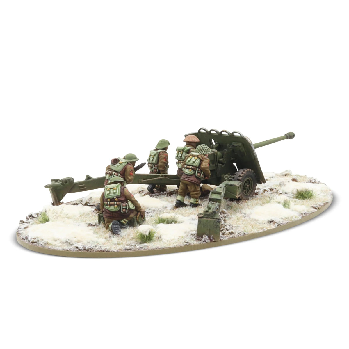 17 pdr anti - tank gun with British infantry (winter) crew - Fog of Wargames - 